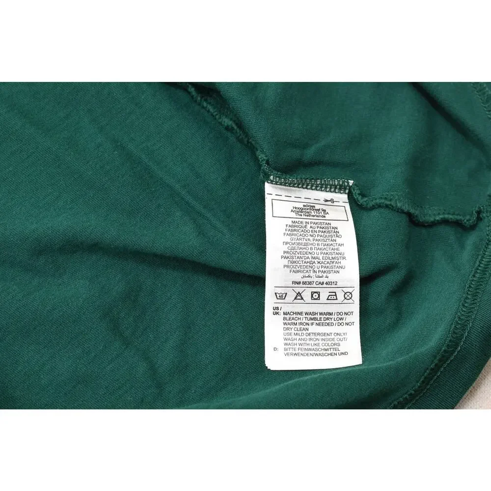 Adidas Men's 2XL Short Sleeve Tee Green Embroidered Center Logo Cotton Crew Neck